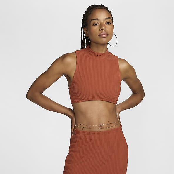 Nike crop top orange online